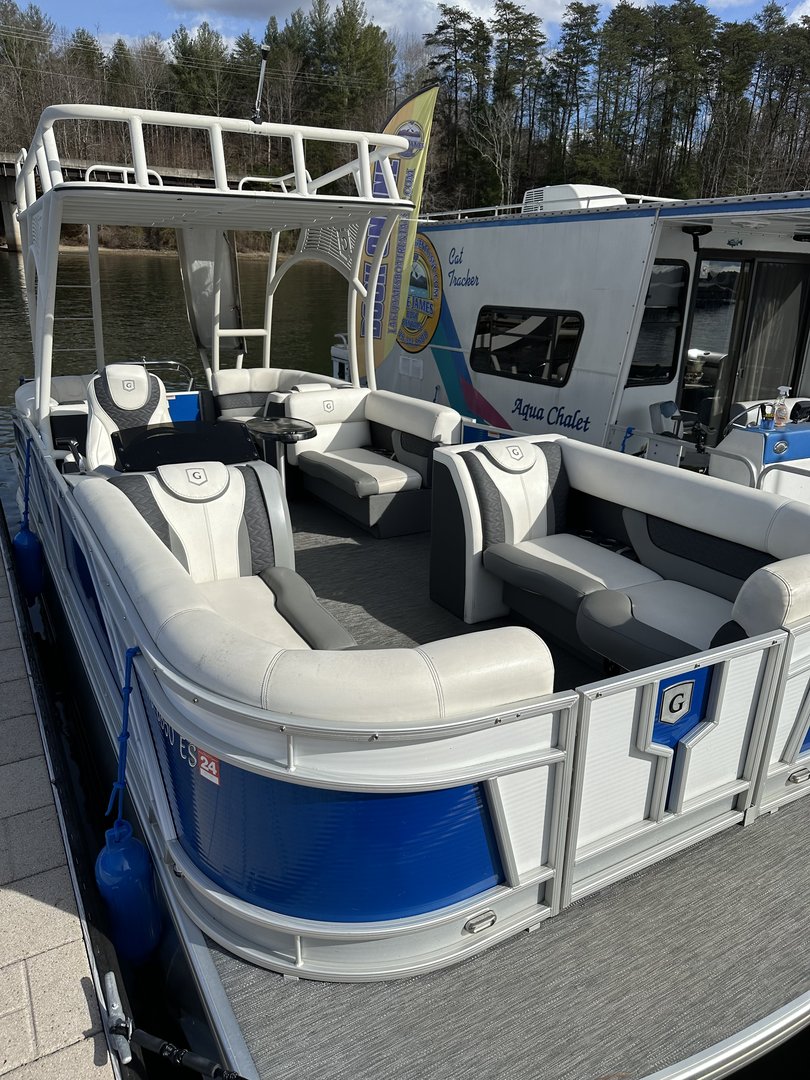 2022 Godfrey Blue/White Waterslide Lake James Boat Rentals
