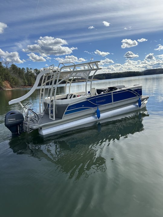 2022 Godfrey Blue/White Waterslide Lake James Boat Rentals
